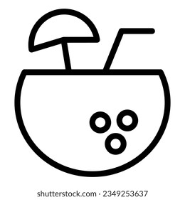 Coconut cocktail line icon. Coconut drink vector illustration isolated on white. Tropical drink outline style designed for and app.