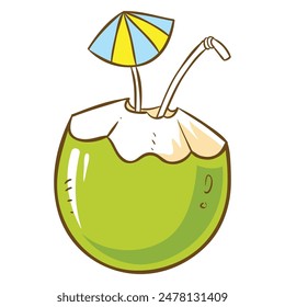 Kokoscocktail auf der Strand-Vektorillustration