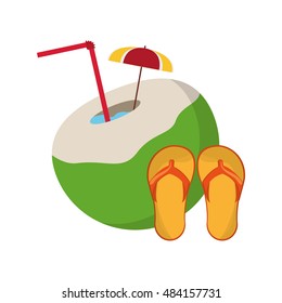 coconut cocktail and sandals icon
