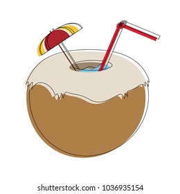 Coconut cocktail with straw