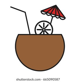 coconut cocktail with umbrella