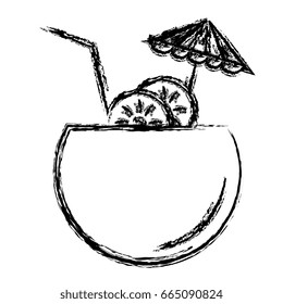 coconut cocktail with umbrella