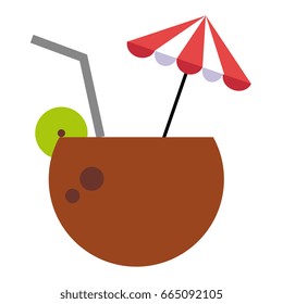 coconut cocktail with umbrella