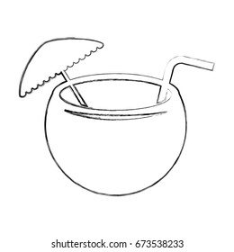 coconut cocktail with umbrella