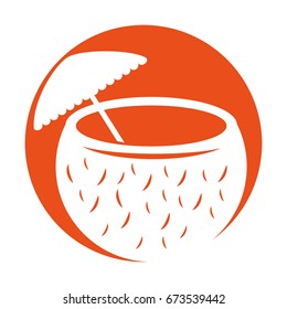 coconut cocktail with umbrella