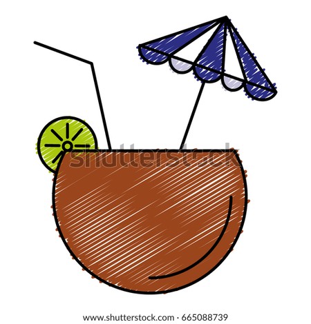 coconut cocktail with umbrella