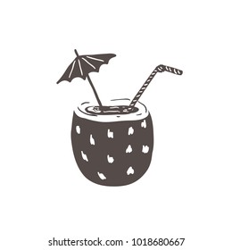 Coconut cocktail. Vector illustration.