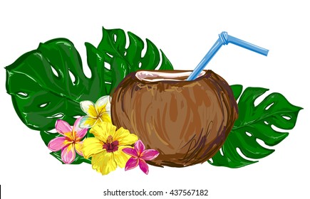 coconut cocktail vector illustration