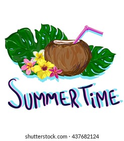 coconut cocktail vector illustration
