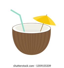 Coconut Cocktail vector on white background. Coconut with drink icons for menu.