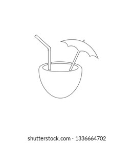 Coconut coctail. simple flat vector icon illustration. outline line symbol - editable stroke