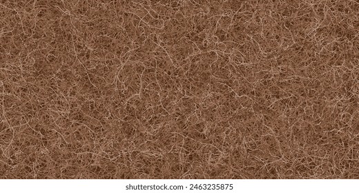 Coconut coir fiber seamless pattern. Rough twisted carpet. Natural biodegradable children mattress. Grunge hairy texture. Fibrous surface