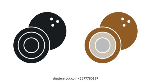 Coconut colored icon set. Stock Vector