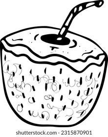 Coconut Coloring Doodle Vector Illustration