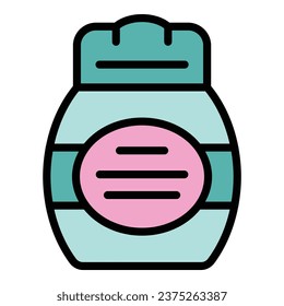 Kokoskonditionierer Symbol Umrissvektor. Kosmetisches Öl. Milchshampoo-Farbe flach