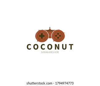 Coconut console, controller, game, joystick Logo Concept. Vector Design Illustration. Symbol and Icon Vector Template.