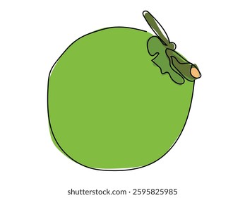 Coconut in a continuous line drawing on white background.