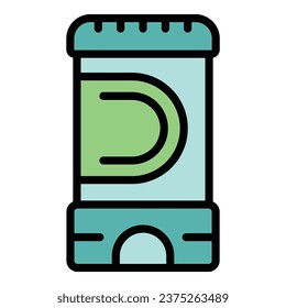 Vector de contorno de icono cosmético de coco. Crema de leche. Color de jabón natural plano