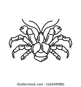 coconut crab logo design. Coconut crab silhouette line vector icon. Isolated ocean animal line on white background