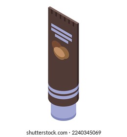 Coconut cream tube icon isometric vector. Cosmetic oil. Natural organic
