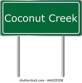 Coconut Creek , Florida, road sign green vector illustration, road table, USA city