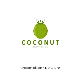 Coconut Crown, King of Coconut Logo Concept. Vector Design Illustration. Symbol and Icon Vector Template.
