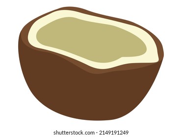 Coco cortado a la mitad sobre fondo blanco.