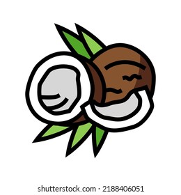coconut cut leaves color icon vector. coconut cut leaves sign. isolated symbol illustration