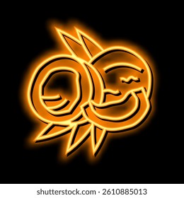 coconut cut leaves neon light sign vector. coconut cut leaves illustration