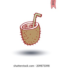 coconut cut, vector illustration. 