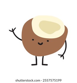 Coconut. Cute character. Flat design. Illustration on white background.