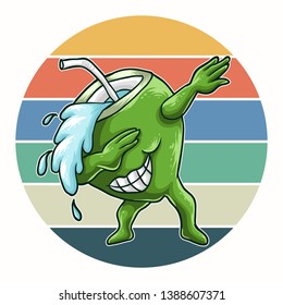 coconut dabbing retro vector illustration