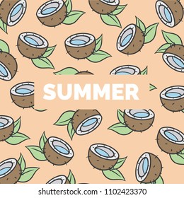 Coconut Doodle Style Summer Background