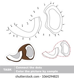 Coconut. Dot to dot educational game for kids.