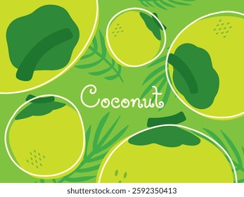 Coconut drawing, Fruit hand drawn, vector illustration.