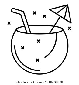 Coconut Drink Beach Vector Icon Design