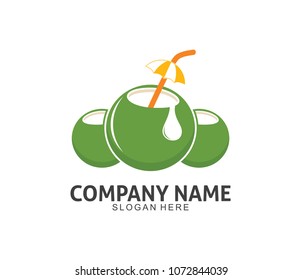 coconut drink beverage vector icon logo design template