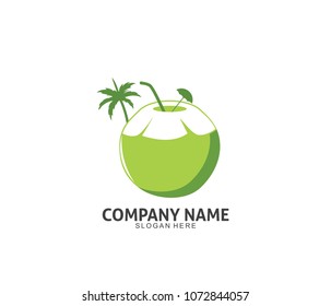 coconut drink beverage vector icon logo design template