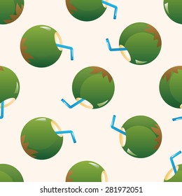 coconut drink , cartoon seamless pattern background