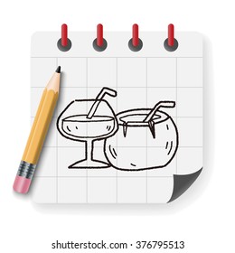 coconut drink doodle