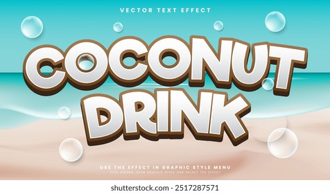 Coconut Drink editable text effect template suitable for fresh fruit drinks