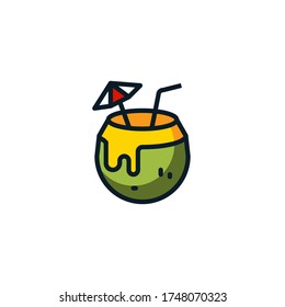 Coconut drink filled outline icons. Vector illustration. Editable stroke. Isolated icon suitable for web, infographics, interface and apps.