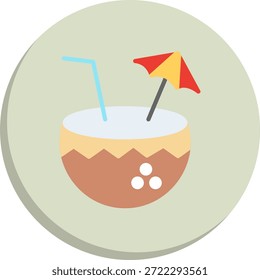 Icono de estilo de círculo plano de bebida de coco
