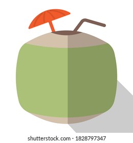 coconut drink flat design with shadow