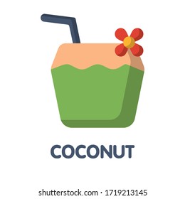 Coconut drink flat icon design eps.10