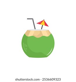 Coconut drink flat icon design template