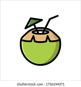 coconut drink - food and drink icon vector design template