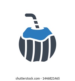 Coconut Drink Fruit Vector Icon