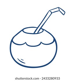 coconut drink. Hand drawn vector illustration.
