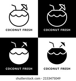 Coconut Drink Icon Cartoon. Summer Beverage Nature Symbol Vector Logo